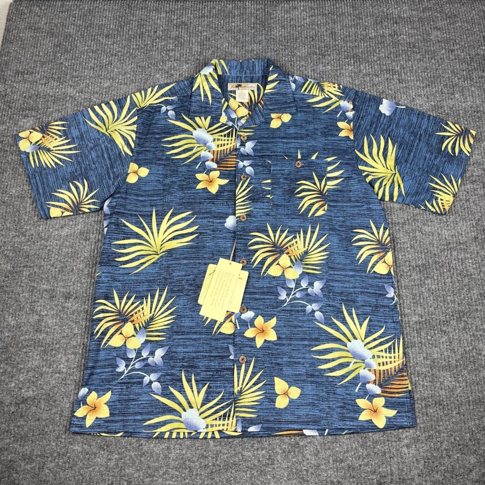 Joe Marlin Aloha Shirt Mens XL Palm Tropical Hawaiian Resort Camp Short Sleeve
